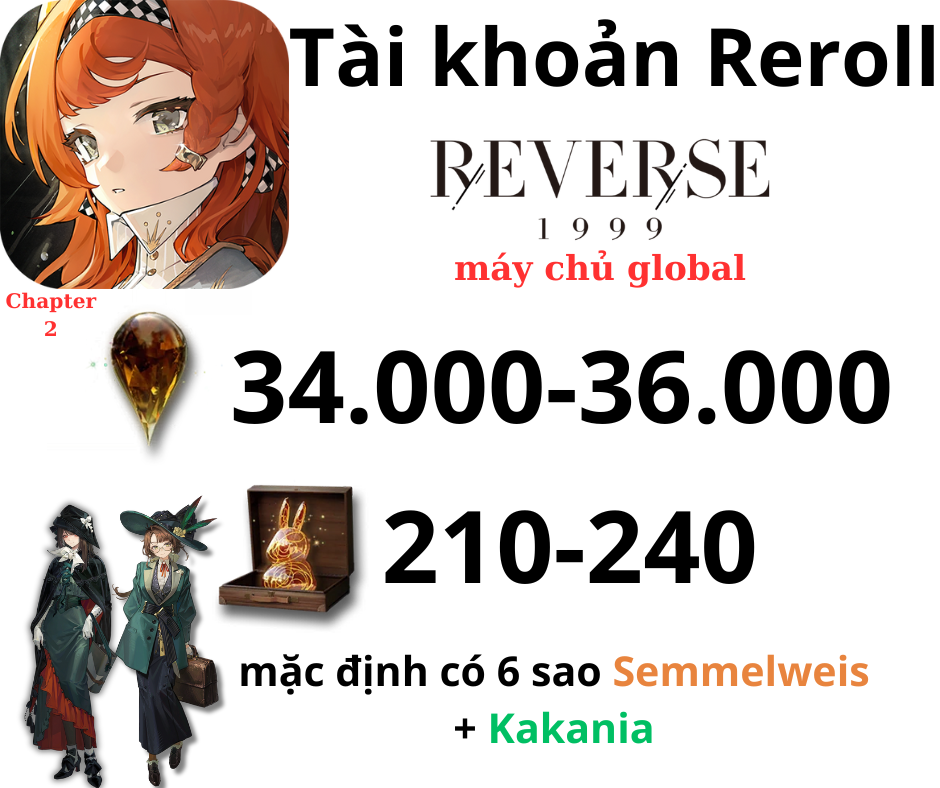 Reverse: 1999 Reroll 34k - 36k Crystal + KaKaNia